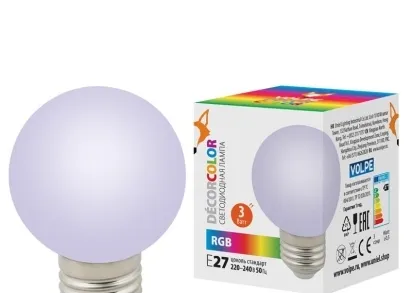 Лампа светодиодная Volpe E27 3W матовая LED-G60-3W/RGB/E27/FR/С UL-00006960