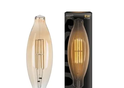 Лампа светодиодная филаментная Gauss E27 8W 2400K золотая 155802008