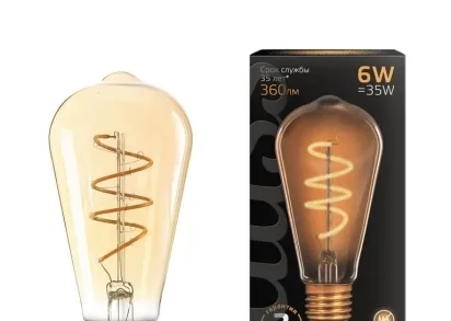 Лампа светодиодная филаментная Gauss E27 6W 2400K золотая 157802006