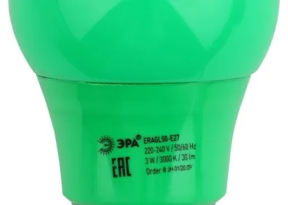 Лампа светодиодная ЭРА E27 3W 3000K зеленая ERAGL50-E27 Б0049579