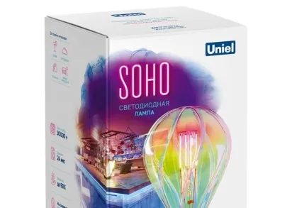 Лампа светодиодная филаментная Uniel E27 5W 2250K LED-SF31-5W/SOHO/E27/CW RAINBOW GLS77RB UL-00005917