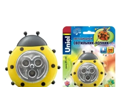 Настольная лампа Uniel DTL-354 Божья Коровка/Yellow/3LED/3AAA 07718