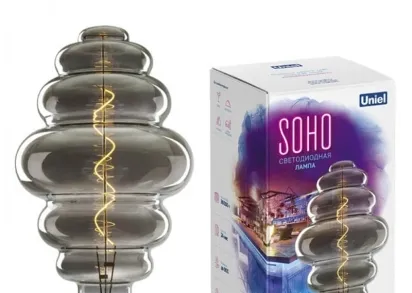 Лампа светодиодная филаментная Uniel E27 5W 2250K серая LED-SF40-5W/Soho/E27/CW Chrome/Smoke GLS77CR UL-00005920