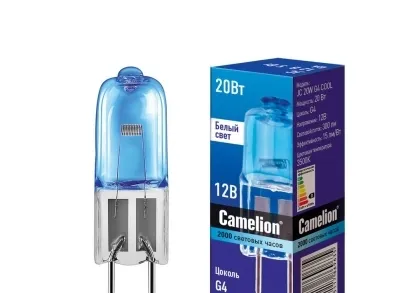 Лампа галогенная Camelion JC 20W G4 COOL 3500K 11465