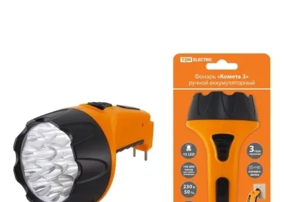 Ручной светодиодный фонарь TDM Electric Комета 3 аккумуляторный 180х100 45 лм SQ0350-0041