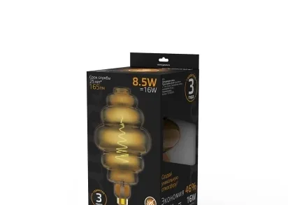 Лампа светодиодная филаментная Gauss E27 8,5W 1800K серая 161802005