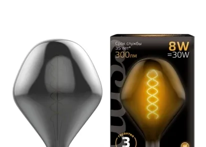 Лампа светодиодная филаментная Gauss E27 8W 2400K серая 163802008