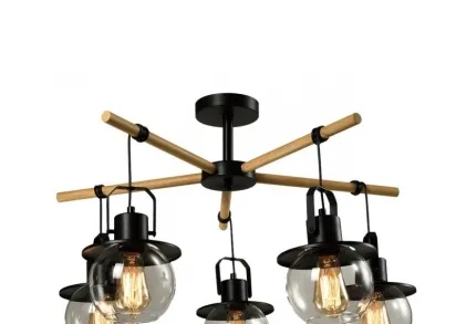 Потолочная люстра IMEX Freedom MD.23044-5-S-BK+WOOD
