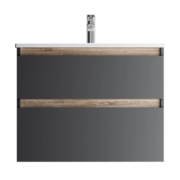 Тумба под раковину Am.Pm X-Joy подвесная, 80 см, 2 ящика, цвет черный матовый, M85AFHX0802BM